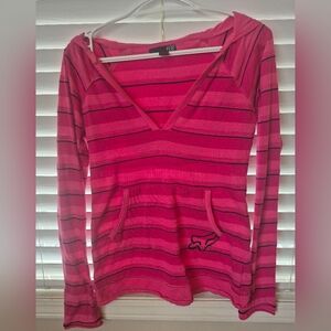 Pink Striped Fox Hoodie